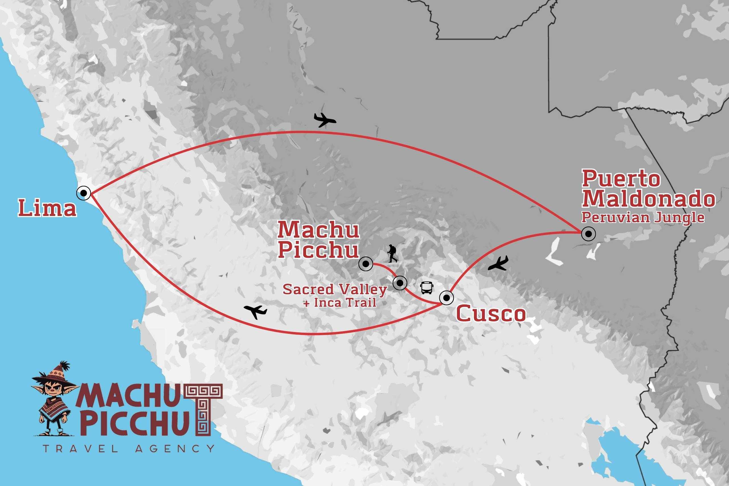 Amazon Rainforest to Inca Trail Map